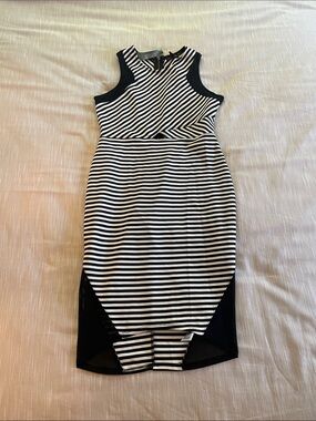 Black & White Striped Sleeveless bodycon Dress